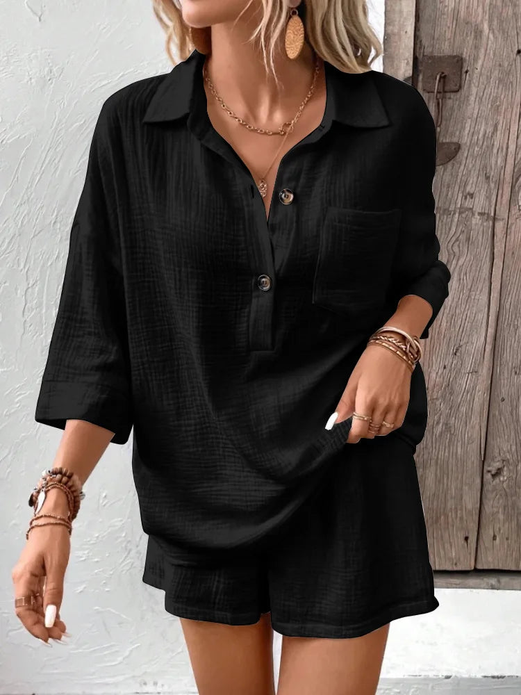 Conjunto Feminino Casual de Verão Despojado