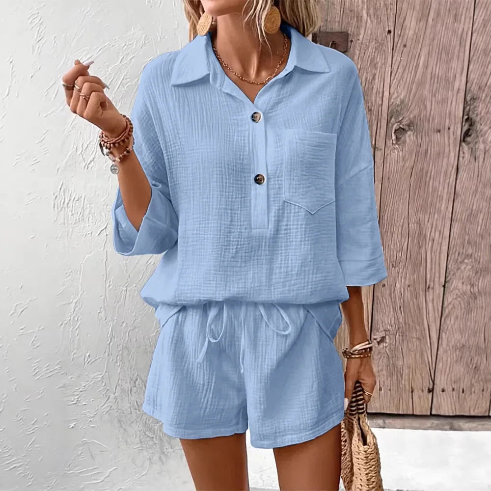 Conjunto Feminino Casual de Verão Despojado