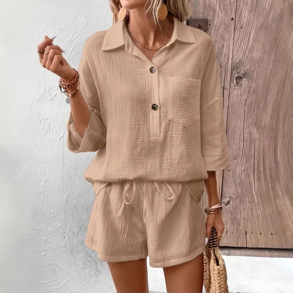 Conjunto Feminino Casual de Verão Despojado