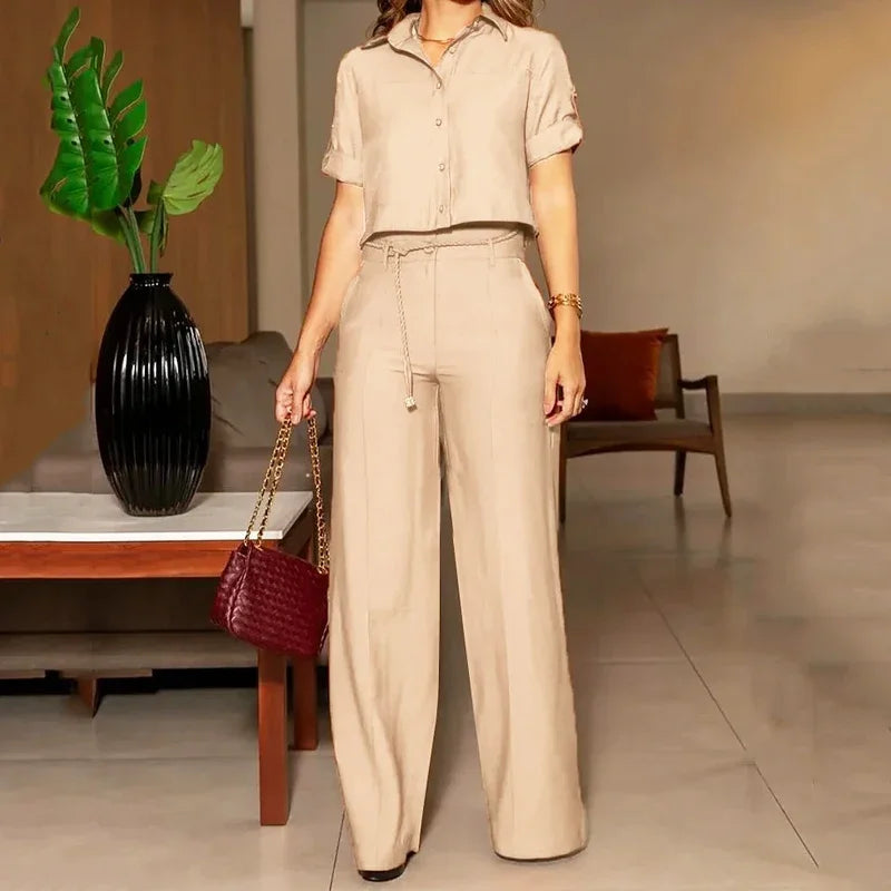 Conjunto Feminino Elegante com Calça Pantalona