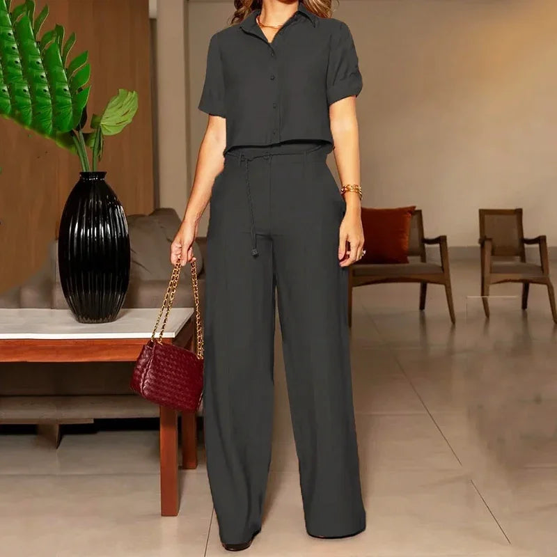 Conjunto Feminino Elegante com Calça Pantalona