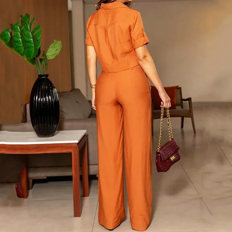 Conjunto Feminino Elegante com Calça Pantalona