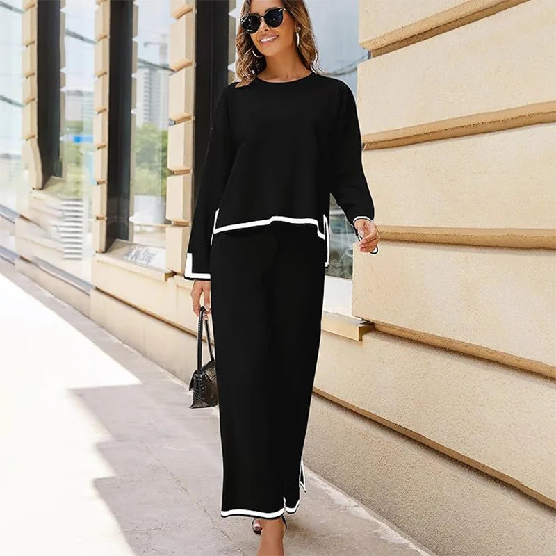 Conjunto Feminino de Malha com Calça Reta