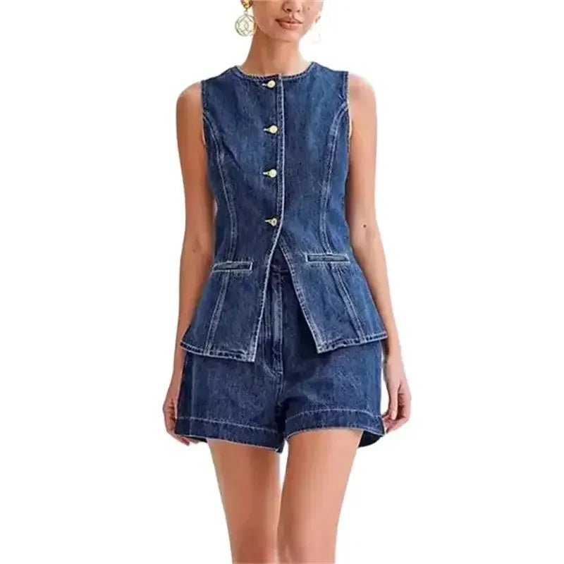Conjunto Jeans com Colete Rebeca
