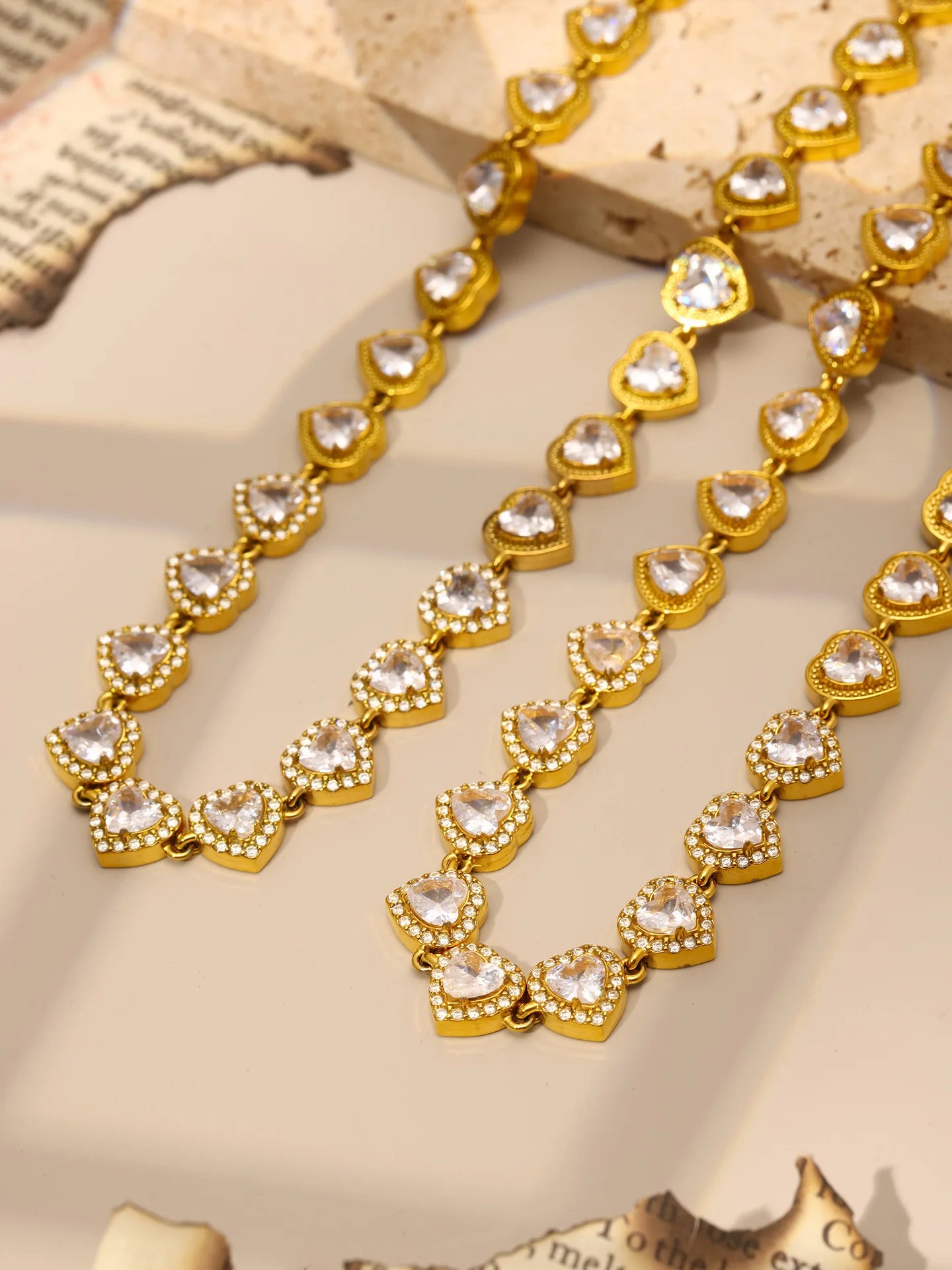 Conjunto Luxo Colar e Pulseira Coração com Zircão