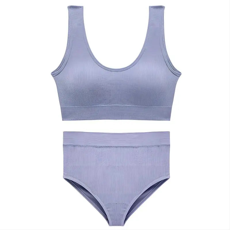 Conjunto de Calcinha e Sutiã de Algodão Azul