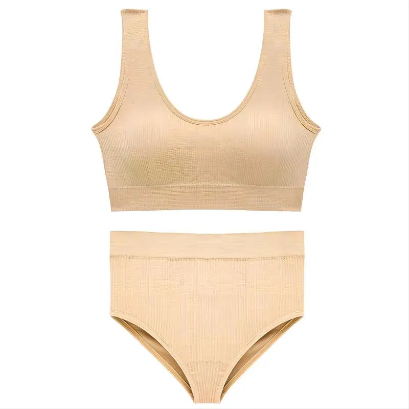 Conjunto de Calcinha e Sutiã de Algodão Bege