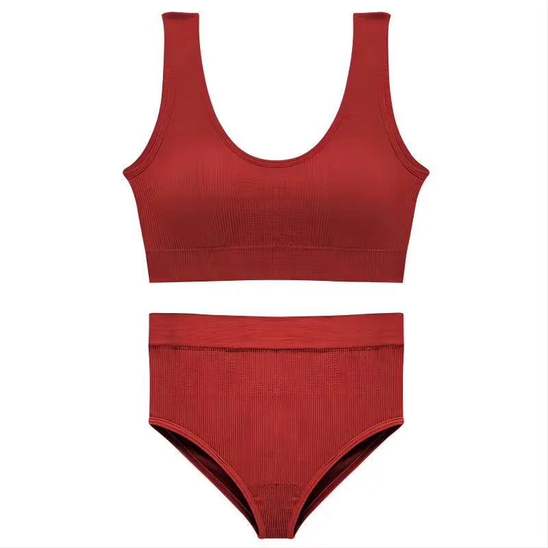 Conjunto de Calcinha e Sutiã de Algodão Vermelho 1