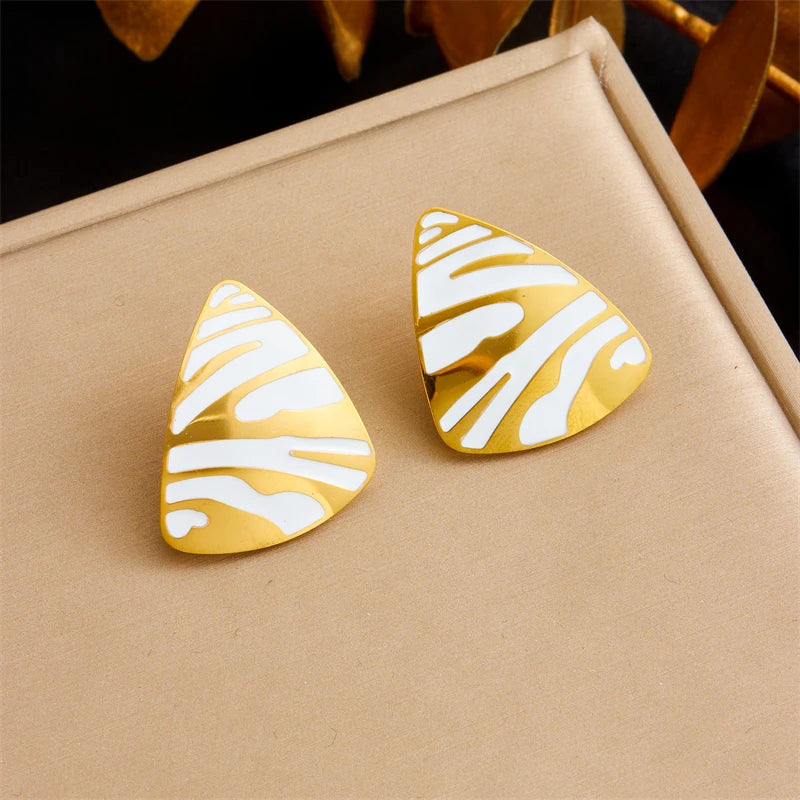 Conjunto de Jóias Listra Tigre Branco com Dourado