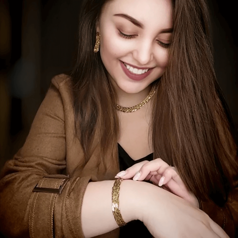 Conjunto de Joias Malha Dourado Transada com 3 Peças 1