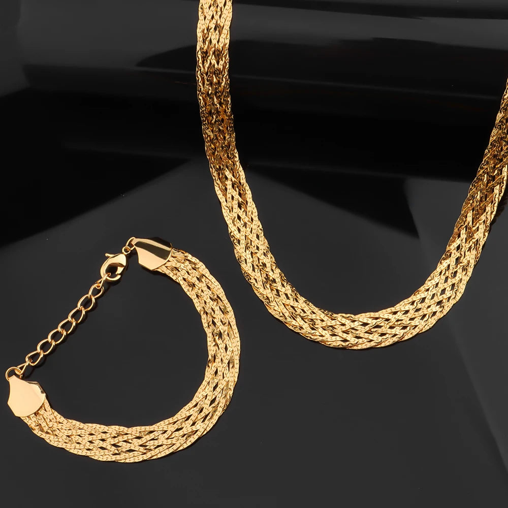 Conjunto de Joias Malha Dourado Transada com 3 Peças 2