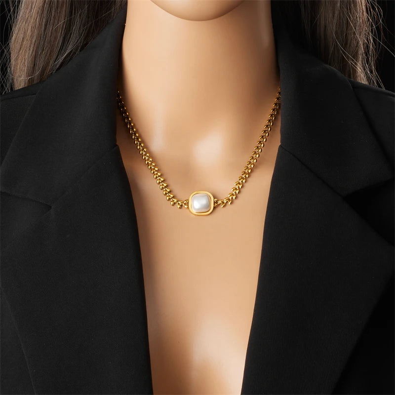 Conjunto de Joias Pérola Quadrada