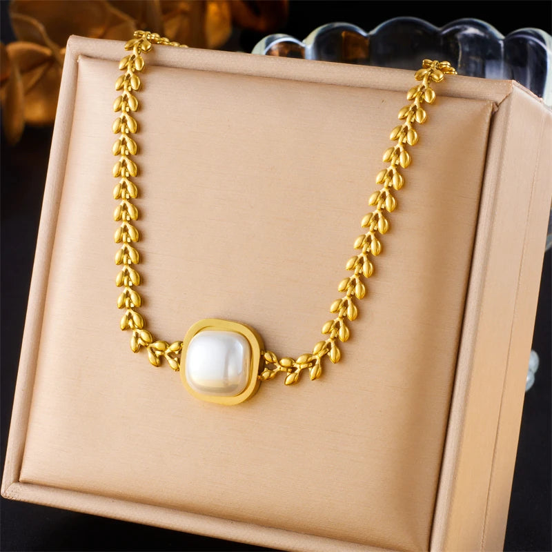 Conjunto de Joias Pérola Quadrada