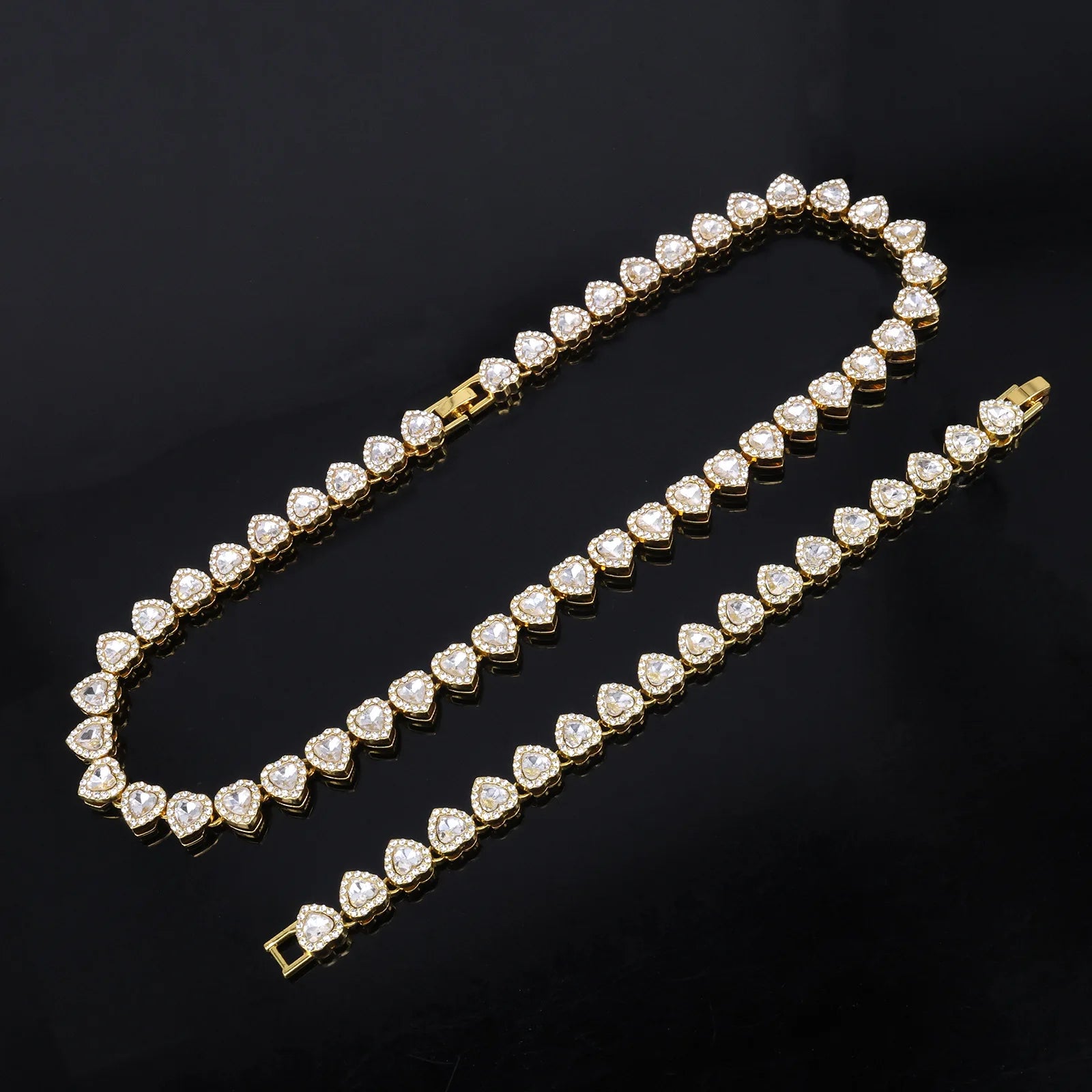 Conjunto de Joias em Coração com Strass