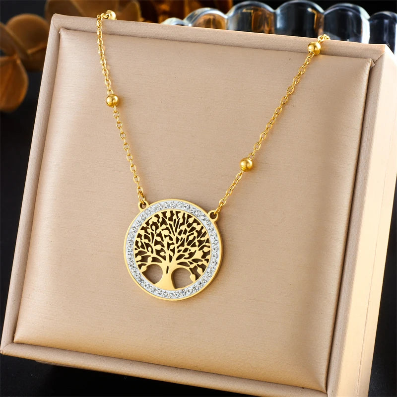 Conjunto de Joias Árvore da Vida Dourada