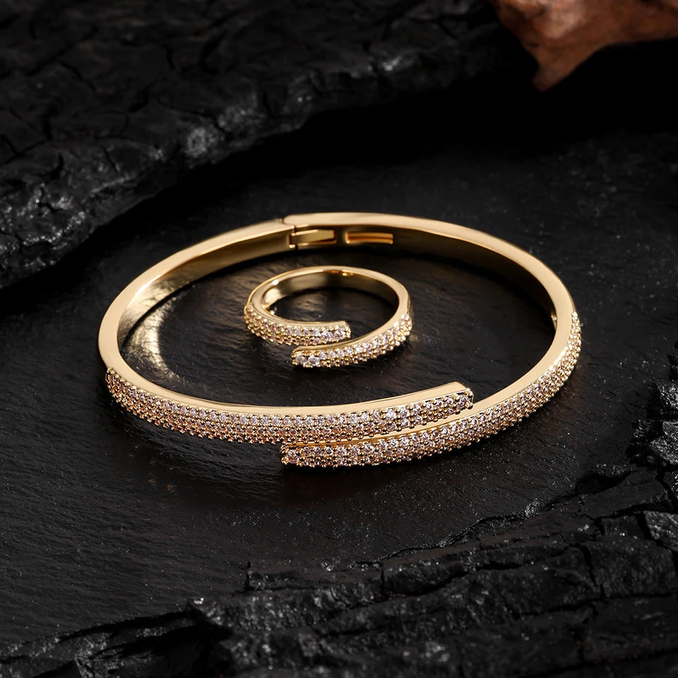 Conjunto de Pulseira e Anel de Zircônia