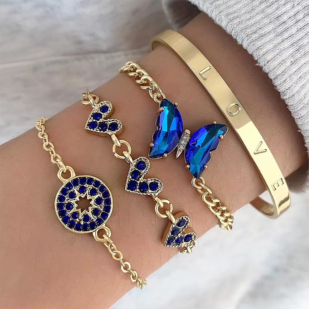 Conjunto de Pulseiras Boho Borboleta Azul
