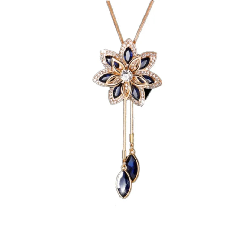 Gargantilha Feminina Flor de Cristal Longo