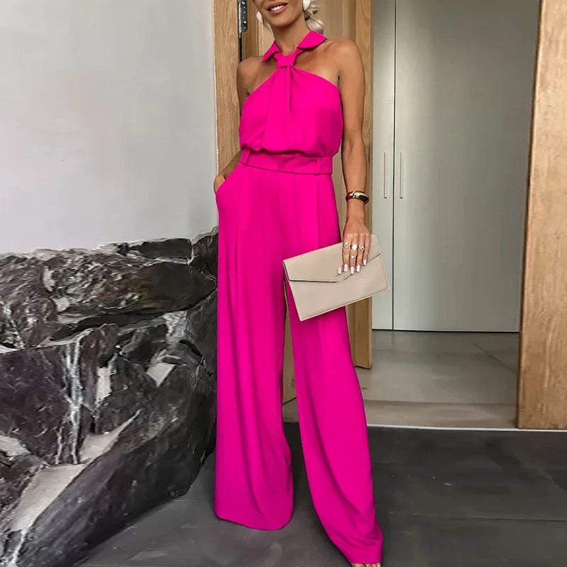 Macacão Angelica Pantalona com Gola Lapela