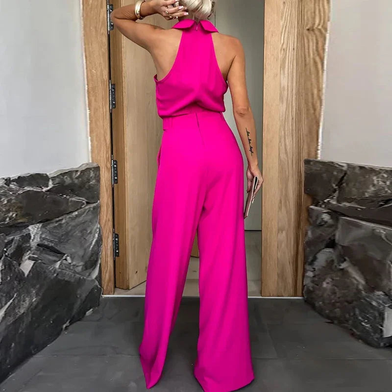 Macacão Angelica Pantalona com Gola Lapela