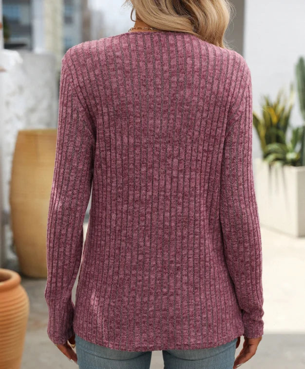 Pulôver Tricô Gola Quadrada com Botões