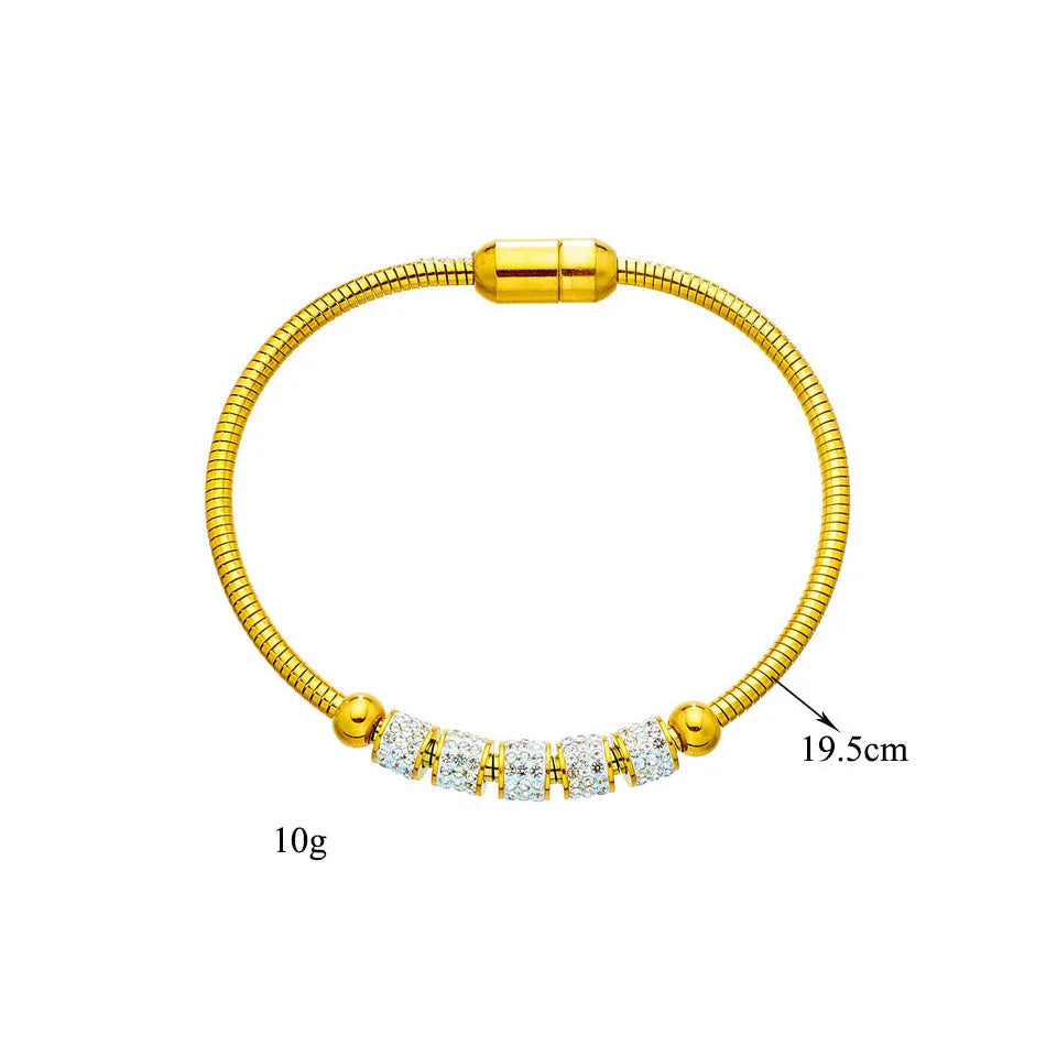Pulseira Dourada com Strass e Fecho Magnético