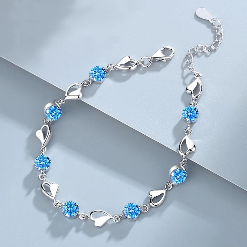 Pulseira Feminina Luxo Coração do Oceano Azul