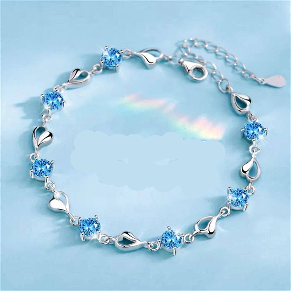 Pulseira Feminina Luxo Coração do Oceano Azul