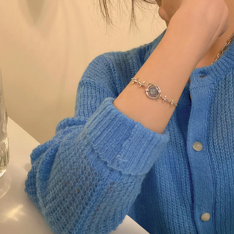 Pulseira Feminina de Luxo com Zircônia e Opala