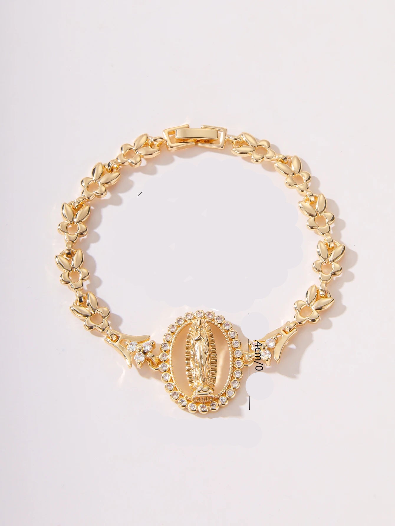 Conjunto De Jóias Religiosas, Zircão Brilhante, Virgem Maria, Pulseira De Ouro Oco, Presente De Festa De Casamento, Moda