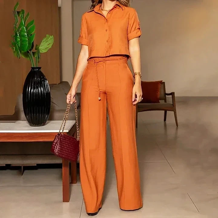 Conjunto Feminino Elegante com Calça Pantalona