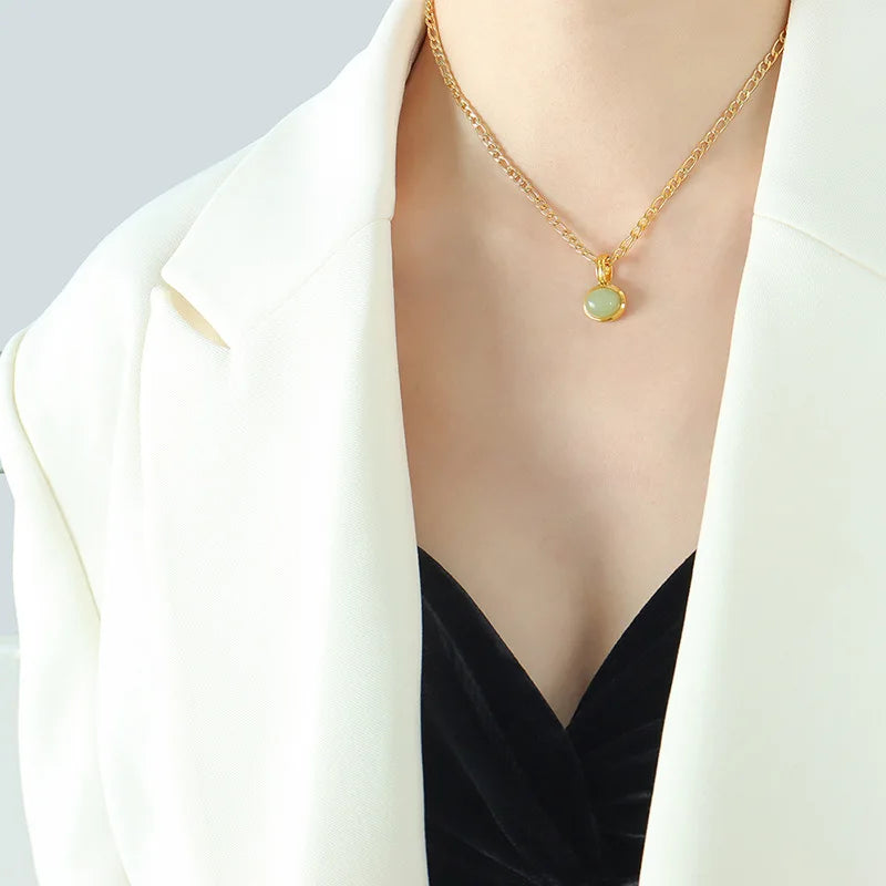 Conjunto Colar e Brincos com Pedra Verde