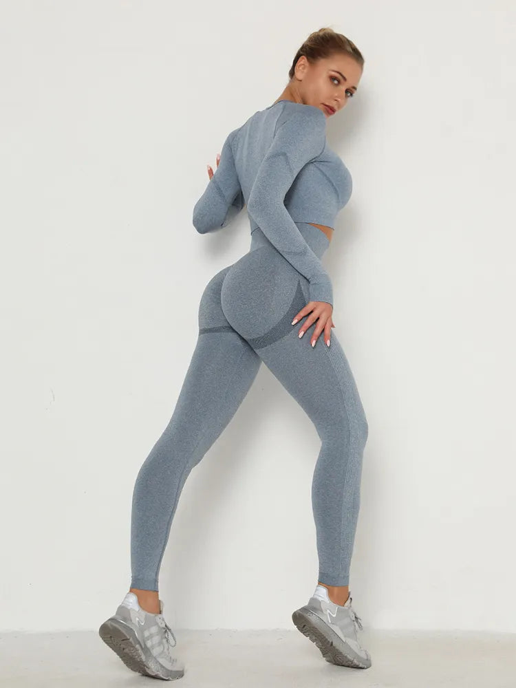 Calça Legging de treino Sem Costura Azul 2