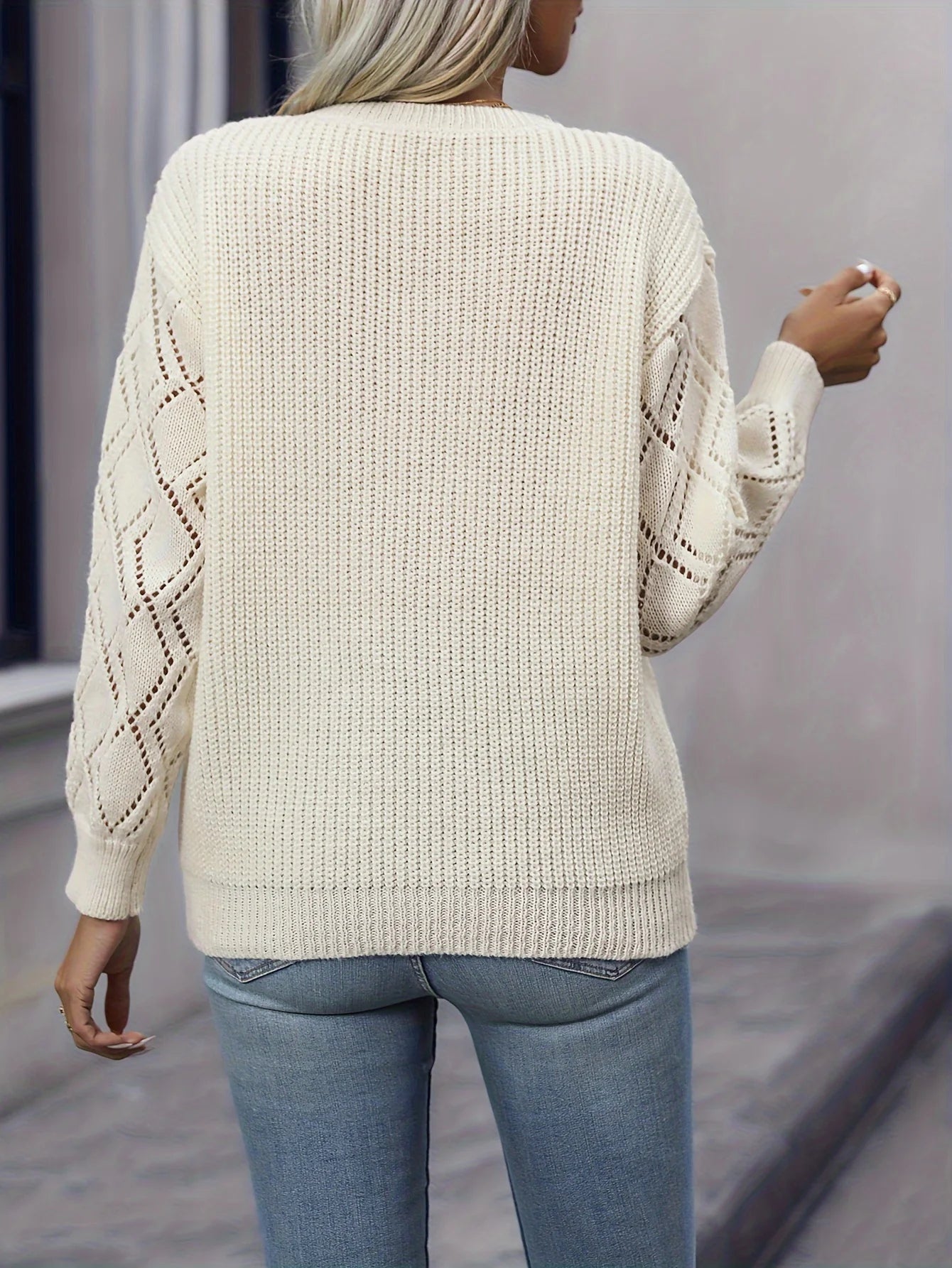 Suéter Feminino Casual Gola V com Renda