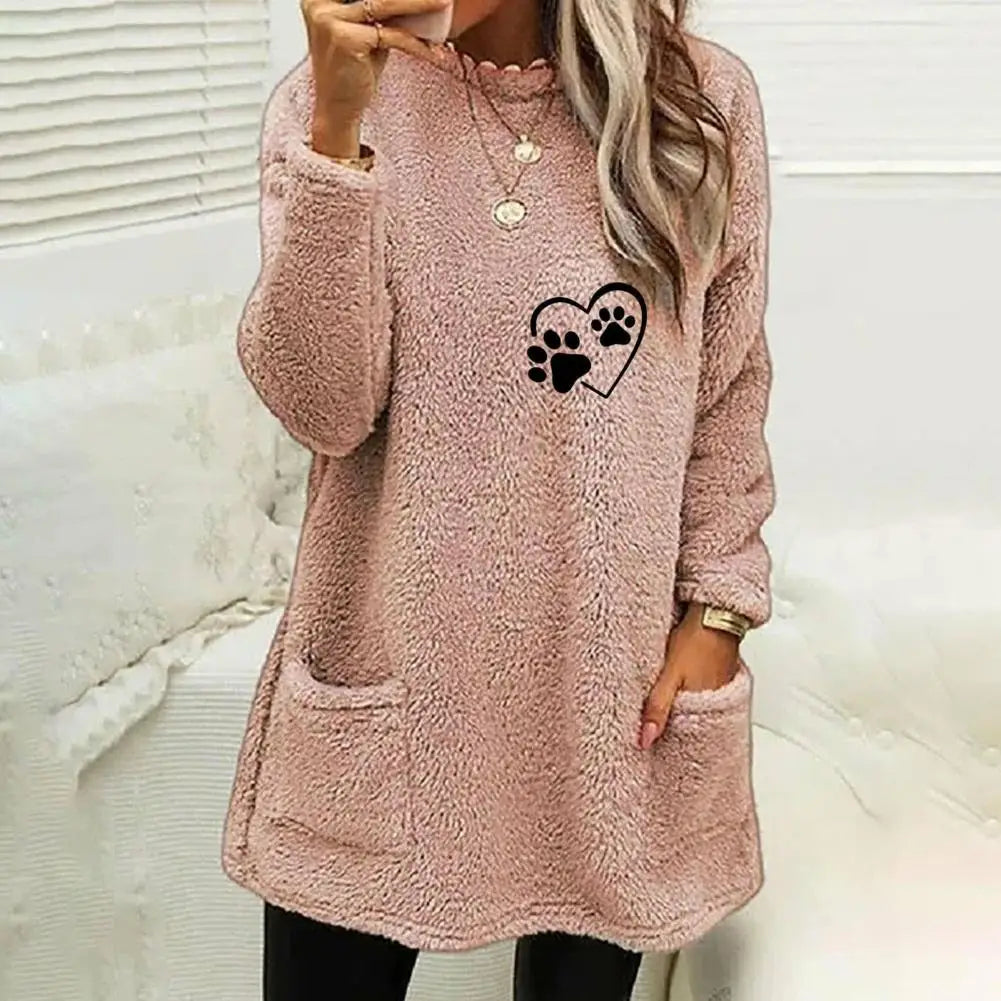 Suéter Feminino Coração com Pegadas Pet
