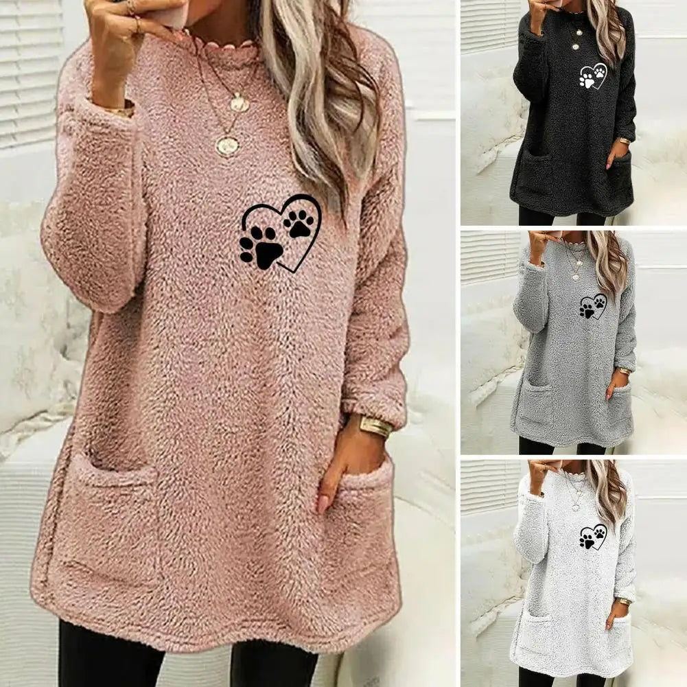Suéter Feminino Coração com Pegadas Pet