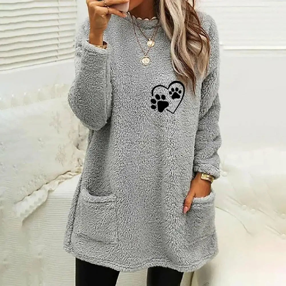 Suéter Feminino Coração com Pegadas Pet