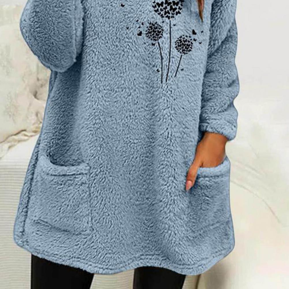 Suéter Feminino Florido com Pelúcia Quente