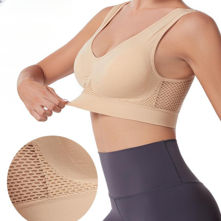 Toper Fitness Malha Respirável com Bojo Bege