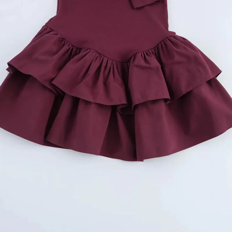 Vestido Curto Plissado Manga Longa