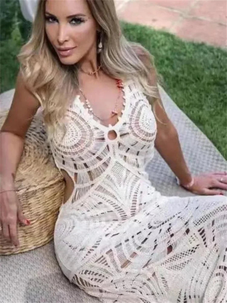 Vestido Diana Longo com Detalhes Vazados