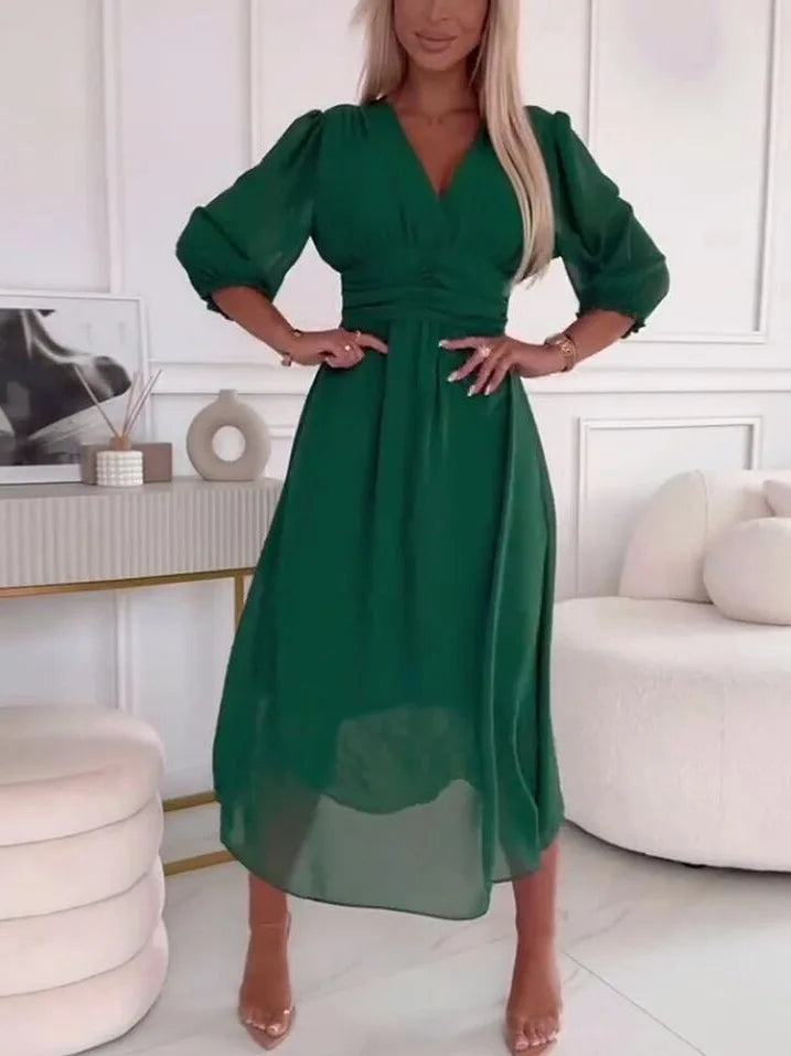 Vestido Fabiane Midi com Decote V