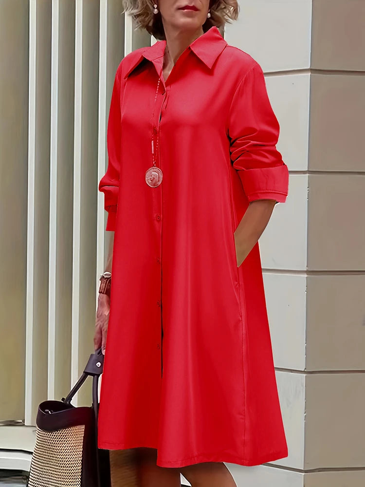 Vestido Feminino Chemise em Gola V