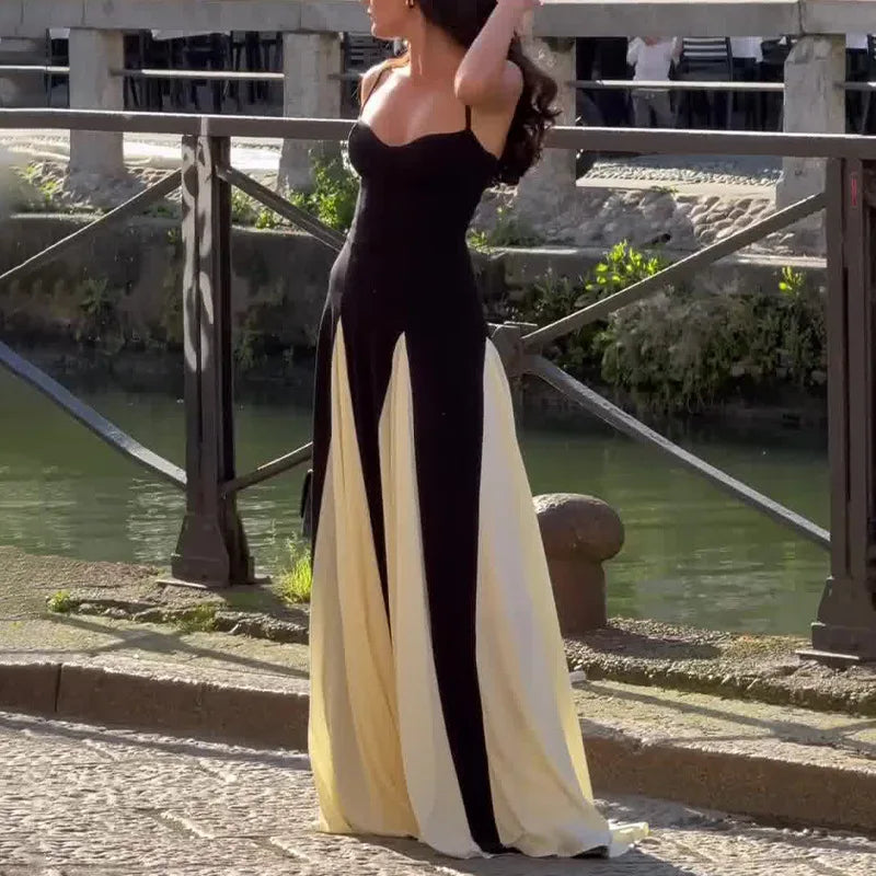 Vestido Longo Evase Preto e Branco 3