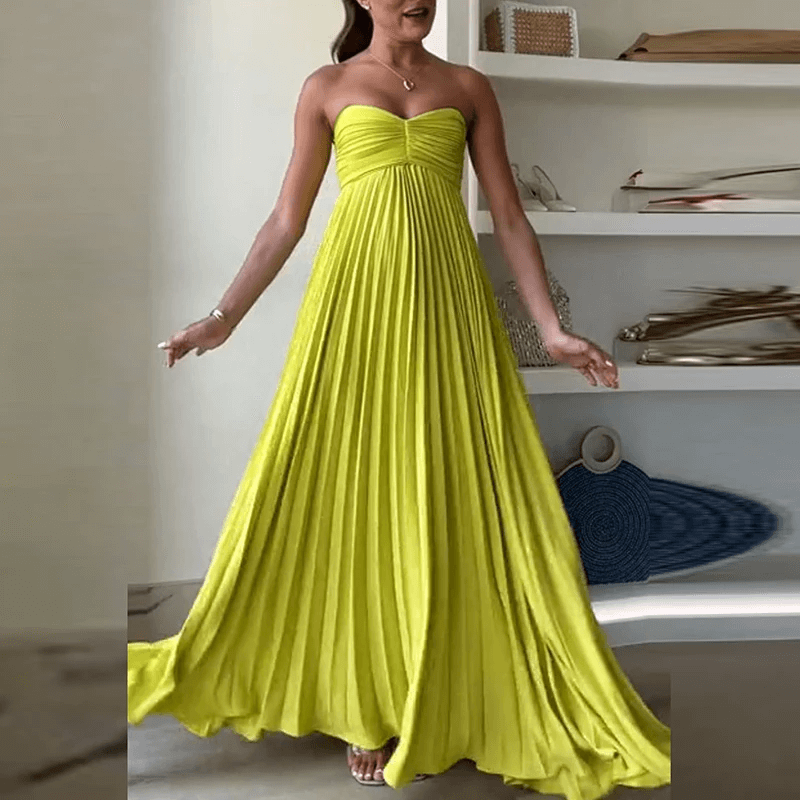 Vestido Longo Festa Plissado