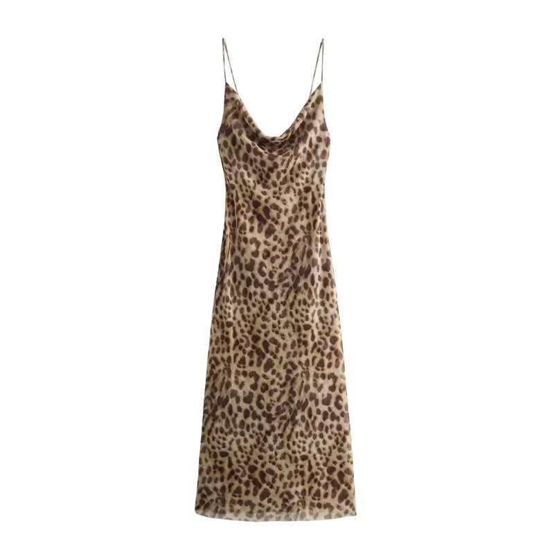 Vestido Midi Tule Estampa Animal Vintage