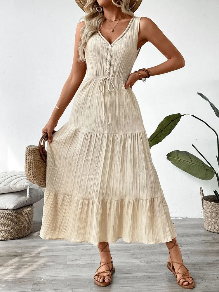 Vestido Off Minimalista Detalhe Cintura Alta