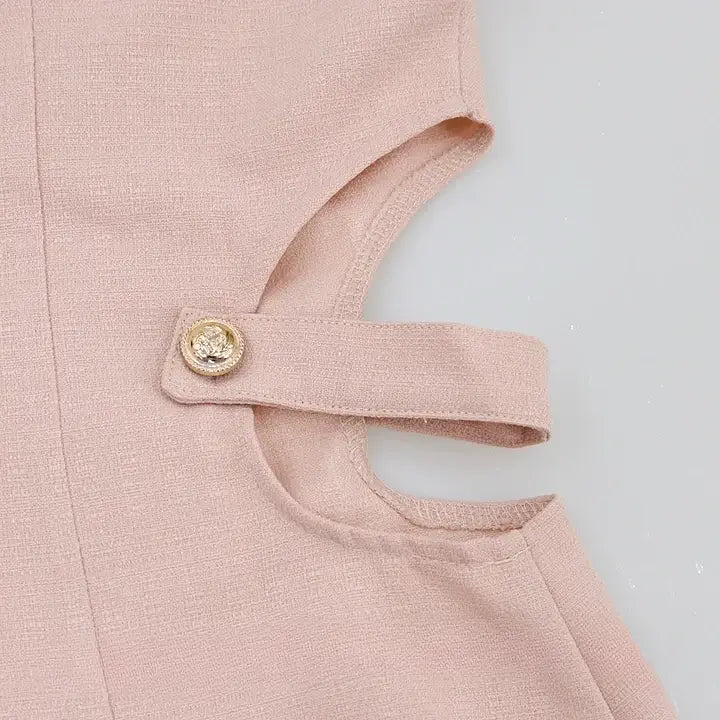 Vestido Sofia Detalhe Lateral Rosa Botão