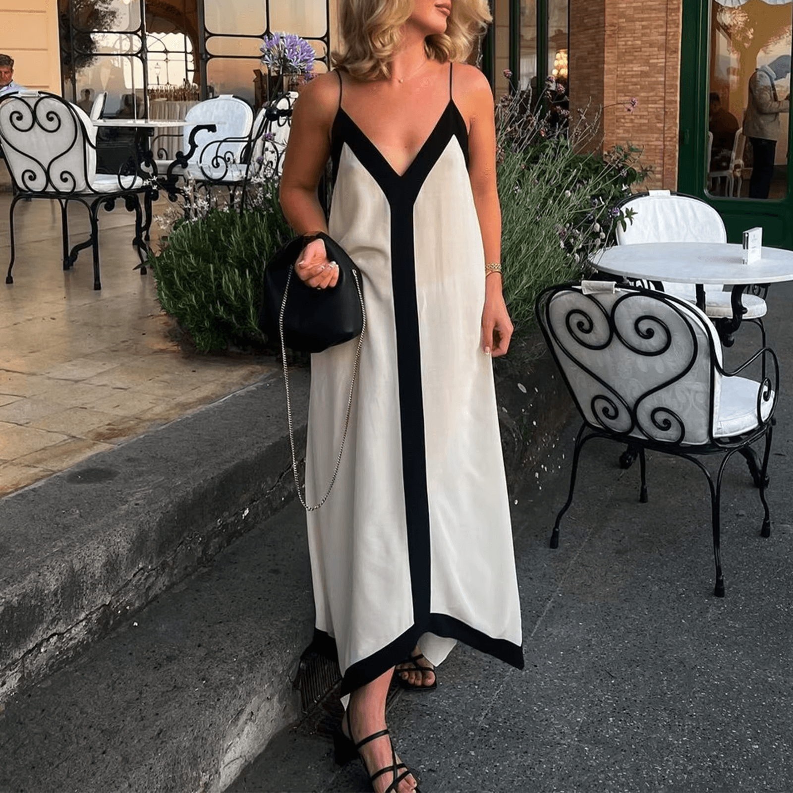 Vestido Solto Francês com Alças Fina