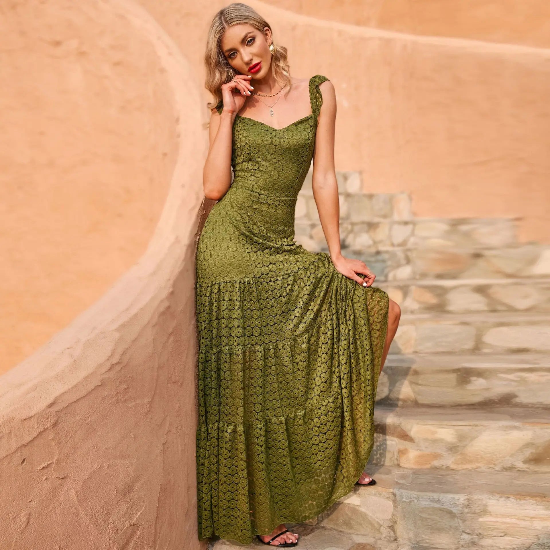 Vestido Tassia Longo com Renda